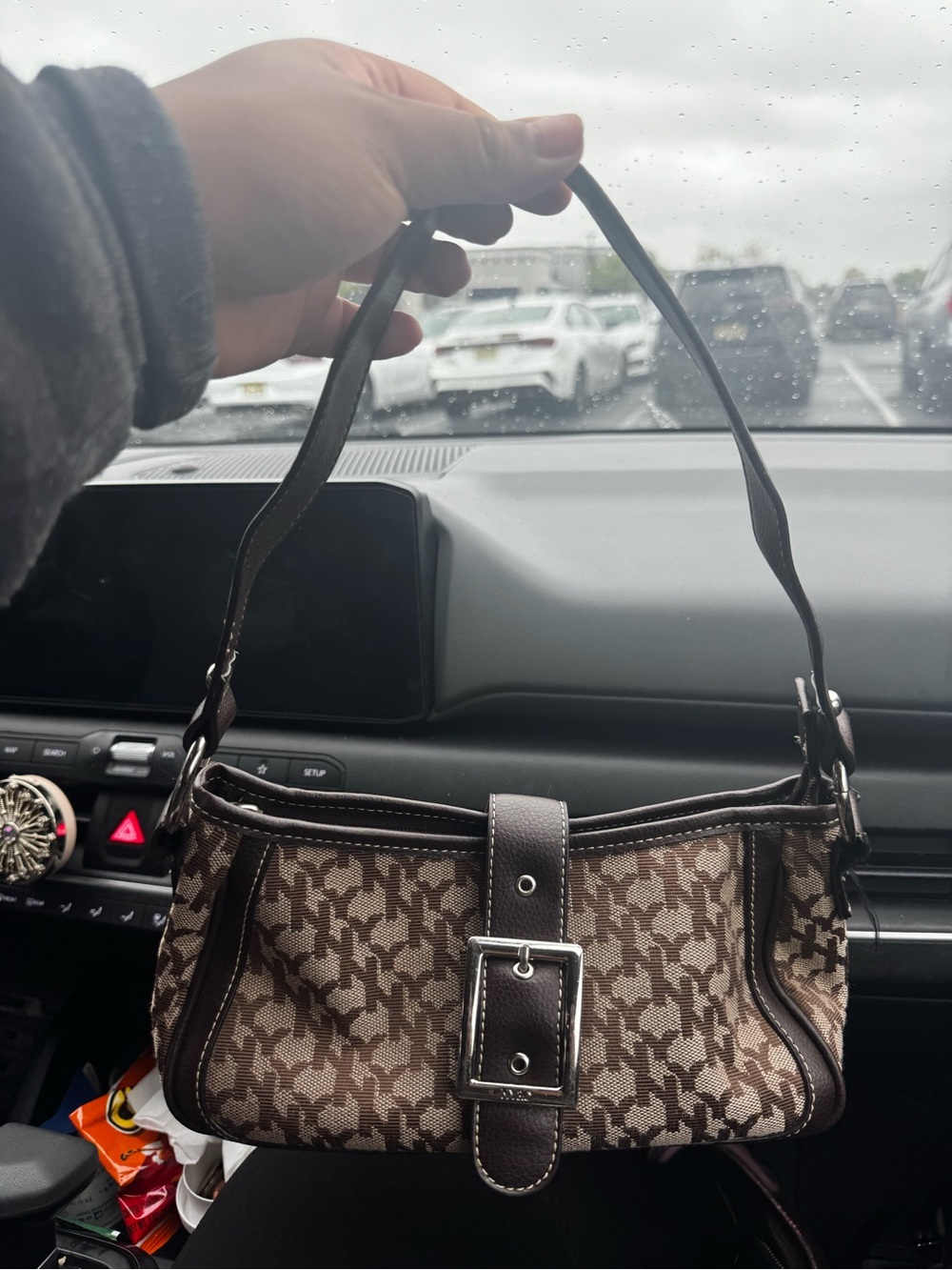 Brown Monogram Buckle Shoulder Bag